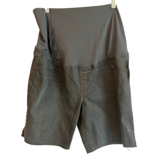 Isabel Maternity Crossover Panel Black Cut-off Jean‎ Shorts Size 14 NWT - Picture 10 of 11